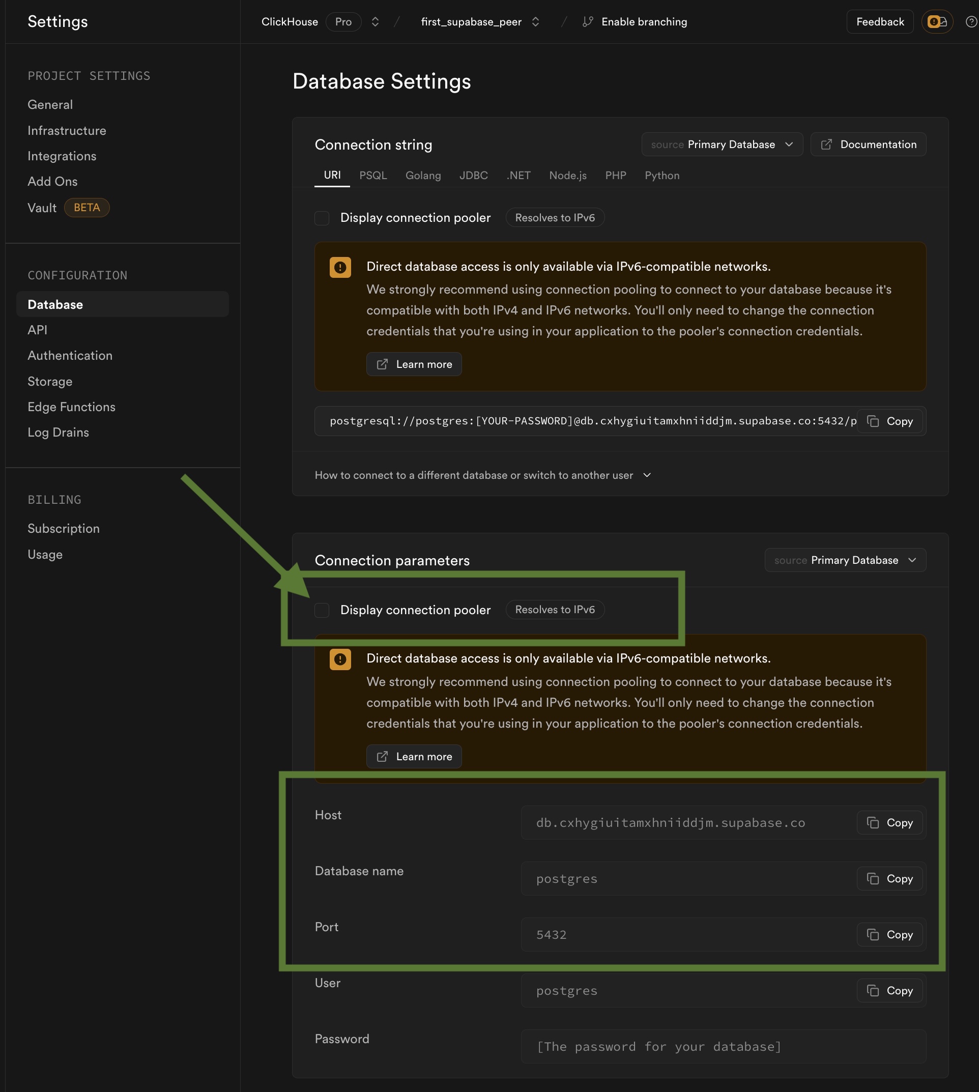 Supabase 연결 정보 찾기